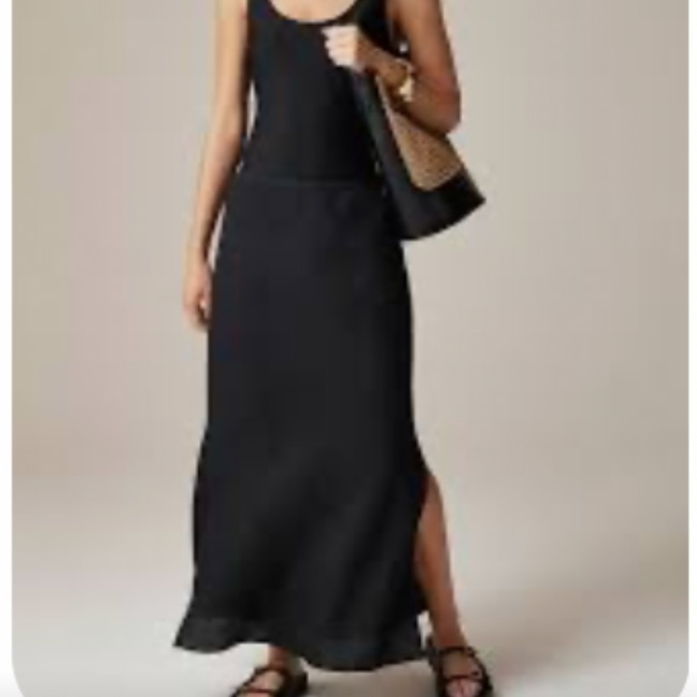 New: J Crew Gwyneth Slip Skirt in Black Linen.